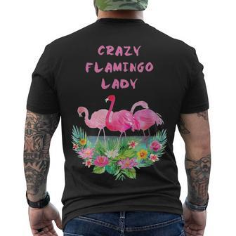 Crazy Flamingo Lady Watercolor Pink Bird Flock Collector Men's T-shirt Back Print - Thegiftio UK