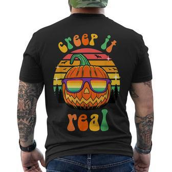Creep It Real Halloween Ghost Groovy Spooky Witch Boys Girls Men's T-shirt Back Print - Seseable