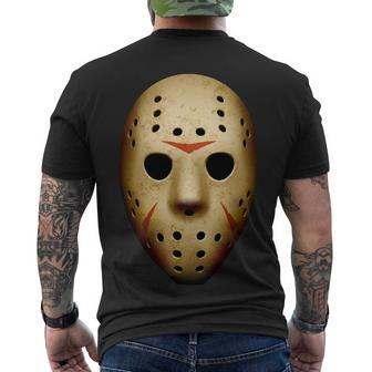 Creepy Goalie Hockey Halloween Mask Men's T-shirt Back Print - Thegiftio UK