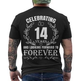 Cute 14Th Wedding Anniversary For Couples Married 14 Year Men's T-shirt Back Print - Seseable