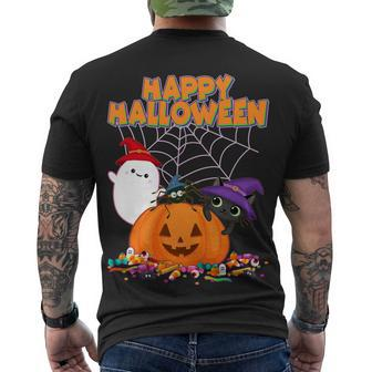 Cute Happy Halloween Friends Men's Crewneck Short Sleeve Back Print T-shirt - Monsterry