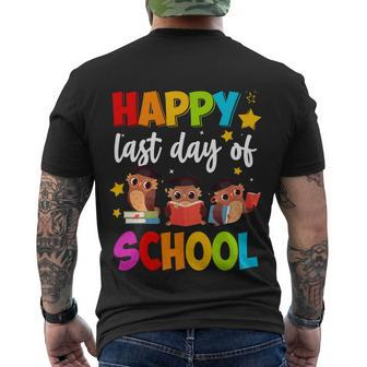Cute Owls Happy Last Day Of School Gift Men's Crewneck Short Sleeve Back Print T-shirt - Monsterry AU