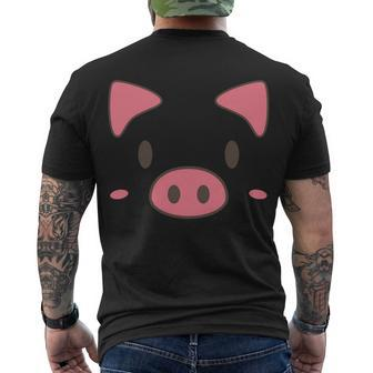 Cute Piggy Face Halloween Costume Men's Crewneck Short Sleeve Back Print T-shirt - Monsterry