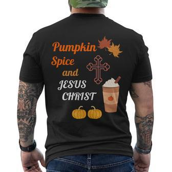 Cute Pumpkin Spice And Jesus Christ Fall V2 Men's T-shirt Back Print - Thegiftio UK