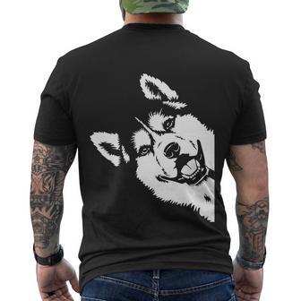 Cute Siberian Husky Dog Face Pup Pet Puppy Lover Dad Mom Gift Men's Crewneck Short Sleeve Back Print T-shirt - Monsterry DE