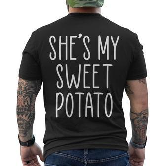 Cute Thanksgiving Shes My Sweet Potato Tshirt Men's Crewneck Short Sleeve Back Print T-shirt - Monsterry