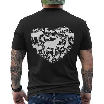 Cute Valentines Day Couple Heart Moose Animals Lover Gift Men's Crewneck Short Sleeve Back Print T-shirt - Monsterry DE