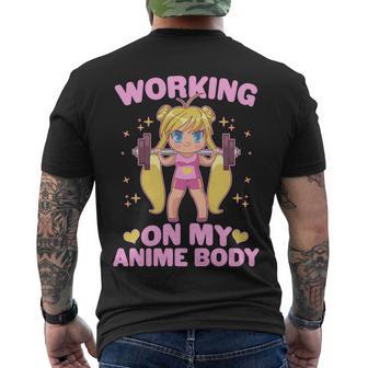 Cute Working On My Anime Body Men's Crewneck Short Sleeve Back Print T-shirt - Monsterry