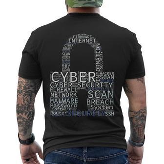 Cyber Security Wordcloud Padlock Men's Crewneck Short Sleeve Back Print T-shirt - Monsterry AU