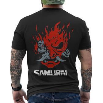 Cyberpunk Cyborg Samurai Men's Crewneck Short Sleeve Back Print T-shirt - Monsterry