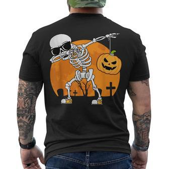 Dabbing Skeleton Halloween Pumpkin Skeleton Men's T-shirt Back Print - Seseable