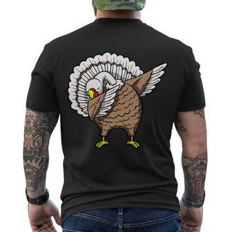 Dabbing Turkey Funny Thanksgiving Day Tshirt Men's Crewneck Short Sleeve Back Print T-shirt - Monsterry UK