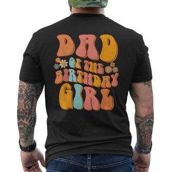 Dad Of The Birthday Girl Vintage Groovy Papa Daddy 1St Men's T-shirt Back Print - Thegiftio UK