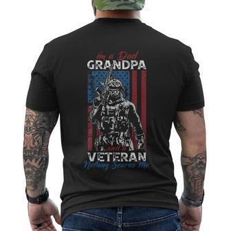 Im A Dad Grandpa And A Veteran Nothing Scares Me Usa Flag 4Th Of July Men's T-shirt Back Print - Thegiftio UK