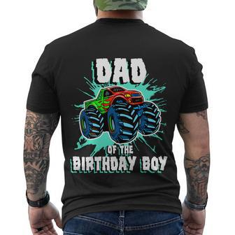 Dad Of The Birthday Boy Monster Truck Birthday Party Gift Men's Crewneck Short Sleeve Back Print T-shirt - Monsterry
