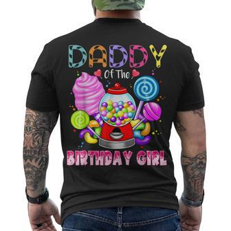 Daddy Of The Birthday Girl Candyland Candy Birthday Party Men's T-shirt Back Print - Seseable