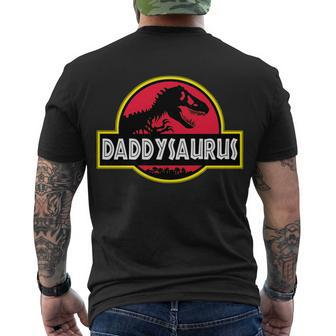Daddysaurus Funny Daddy Dinosaur Tshirt Men's Crewneck Short Sleeve Back Print T-shirt - Monsterry DE