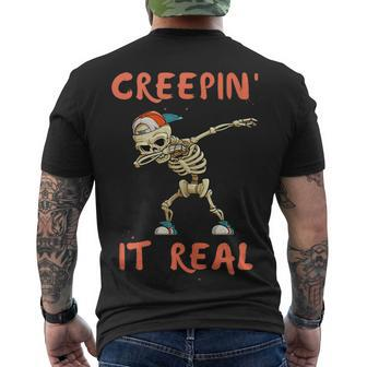 Dancing Skeleton And Dab Press For Halloween Men's T-shirt Back Print - Seseable
