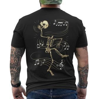 Dancing Skeleton Music Notes Skull Halloween Dance Of Death Men's T-shirt Back Print - Seseable