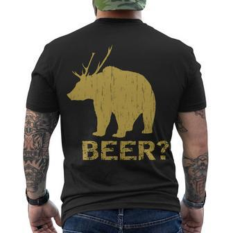 Deer Bear Beer Moose Elk Hunting Funny Tshirt Men's Crewneck Short Sleeve Back Print T-shirt - Monsterry