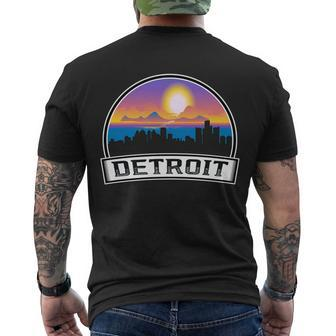 Detroit Skyline Downtown Detroit Motor City V2 Men's T-shirt Back Print - Thegiftio UK