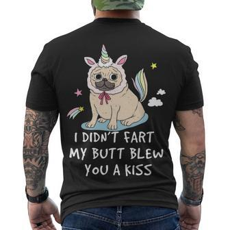 I Didnt Fart My But Blew You A Kiss Pug Unicorn Men's T-shirt Back Print - Thegiftio UK