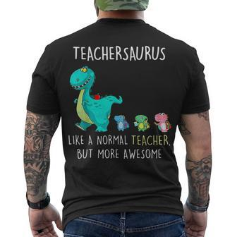 Dinosaurs Teachersaurus Like A Normal Teacher Men's T-shirt Back Print - Thegiftio UK