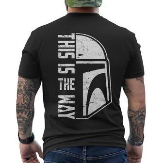 Distressed This Is The Way Helmet Tshirt Men's Crewneck Short Sleeve Back Print T-shirt - Monsterry AU