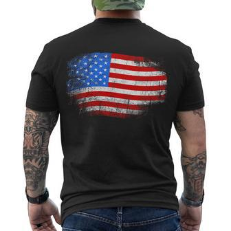 Distressed Usa Waving Flag Men's Crewneck Short Sleeve Back Print T-shirt - Monsterry
