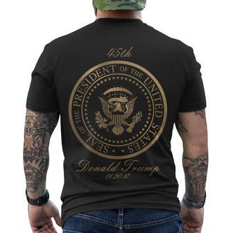 Donald Trump Gold Seal - 45Th President Tshirt Men's Crewneck Short Sleeve Back Print T-shirt - Monsterry DE