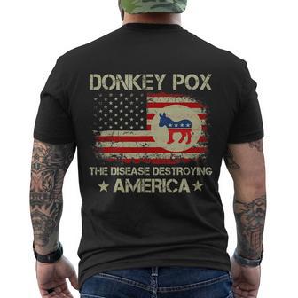 Donkey Pox The Disease Destroying America Funny Anti Biden Men's Crewneck Short Sleeve Back Print T-shirt - Monsterry UK