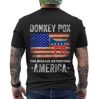 Donkey Pox The Disease Destroying America Usa Flag Funny Anti Biden Men's Crewneck Short Sleeve Back Print T-shirt - Monsterry AU