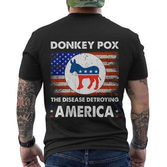 Donkey Pox The Disease Destroying America Usa Flag Funny Men's Crewneck Short Sleeve Back Print T-shirt - Monsterry AU