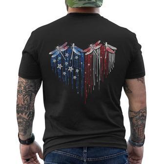 Dragonfly 4Th Of July Usa Flag America Patriotic Usa Men's Crewneck Short Sleeve Back Print T-shirt - Monsterry UK