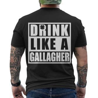 Drink Like A Gallagher Funny St Patricks Day Irish Clover Men's Crewneck Short Sleeve Back Print T-shirt - Monsterry AU