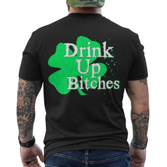 Drink Up Bitches St Patricks Day Clover Men's Crewneck Short Sleeve Back Print T-shirt - Monsterry AU