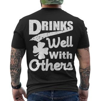 Drinks Well With Others St Patricks Day Tshirt Men's Crewneck Short Sleeve Back Print T-shirt - Monsterry AU