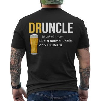 Druncle Like A Normal Uncle Only Drunker Tshirt Men's Crewneck Short Sleeve Back Print T-shirt - Monsterry UK