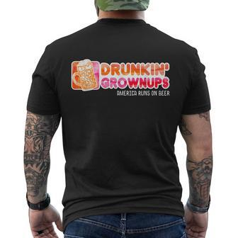 Drunken Grownups American Dad Run On Beer Funny Men's Crewneck Short Sleeve Back Print T-shirt - Monsterry