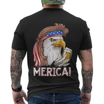 Eagle Mullet 4Th Of July Beer Usa American Flag Merica Cute Gift Men's Crewneck Short Sleeve Back Print T-shirt - Monsterry