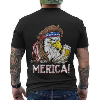 Eagle Mullet 4Th Of July Beer Usa American Flag Merica Meaningful Gift Men's Crewneck Short Sleeve Back Print T-shirt - Monsterry AU