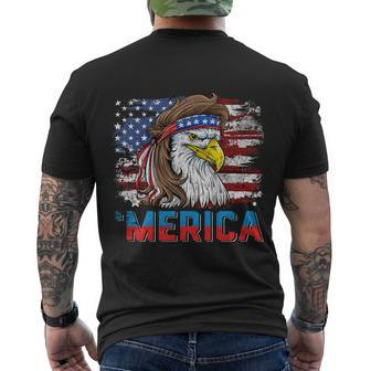 Eagle Mullet 4Th Of July Usa American Flag Merica Gift V12 Men's Crewneck Short Sleeve Back Print T-shirt - Monsterry