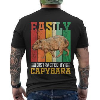 Easily Distracted By Capybara Animal Lover Rodent Gift Men's Crewneck Short Sleeve Back Print T-shirt - Monsterry CA