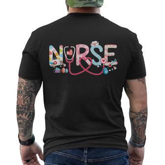 Easter Nurse Stethoscope Scrub Nurse Life Easter Bunny Eggs Gift Men's Crewneck Short Sleeve Back Print T-shirt - Monsterry DE