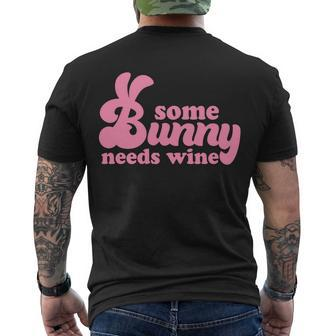 Easter Some Bunny Needs Wine Tshirt Men's Crewneck Short Sleeve Back Print T-shirt - Monsterry