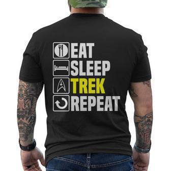 Eat Sleep Trek Repeat T Shirt Funny Star Fathers Day Dad Picard Birthday Gift Men's Crewneck Short Sleeve Back Print T-shirt - Monsterry AU