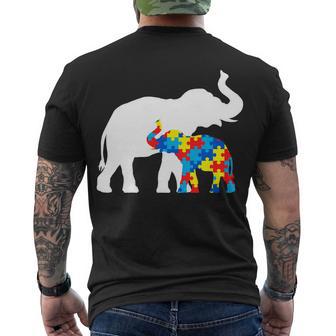 Elephant Puzzle Autism Parents Tshirt Men's Crewneck Short Sleeve Back Print T-shirt - Monsterry