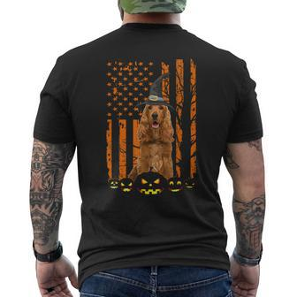 English Cocker Spaniel Dog Pumpkin American Flag Halloween Men's T-shirt Back Print - Thegiftio UK