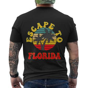 Escape To Florida Desantis Gift Men's Crewneck Short Sleeve Back Print T-shirt - Monsterry