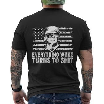 Everything Woke Turns To Shit Funny Trump Men's Crewneck Short Sleeve Back Print T-shirt - Monsterry CA
